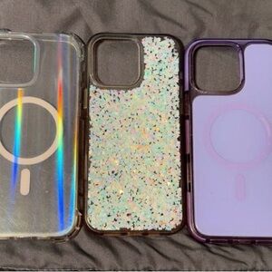 Glitter Purple MagSafe-Compatible Phone Case with Ring